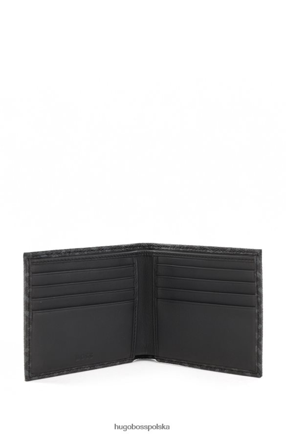 Hugo Boss Czarny portfel składany hugo z włoskiego materiału z monogramami czarny R0X0H65368