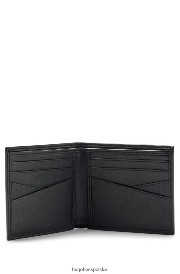 Hugo Boss Czarny skórzany portfel hugo z logo w złotej ramce czarny R0X0H65412