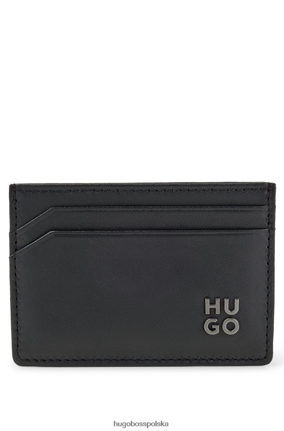 Hugo Boss Etui na karty hugo ze skóry ziarnistej z logo w kolorze czarnym czarny R0X0H65704