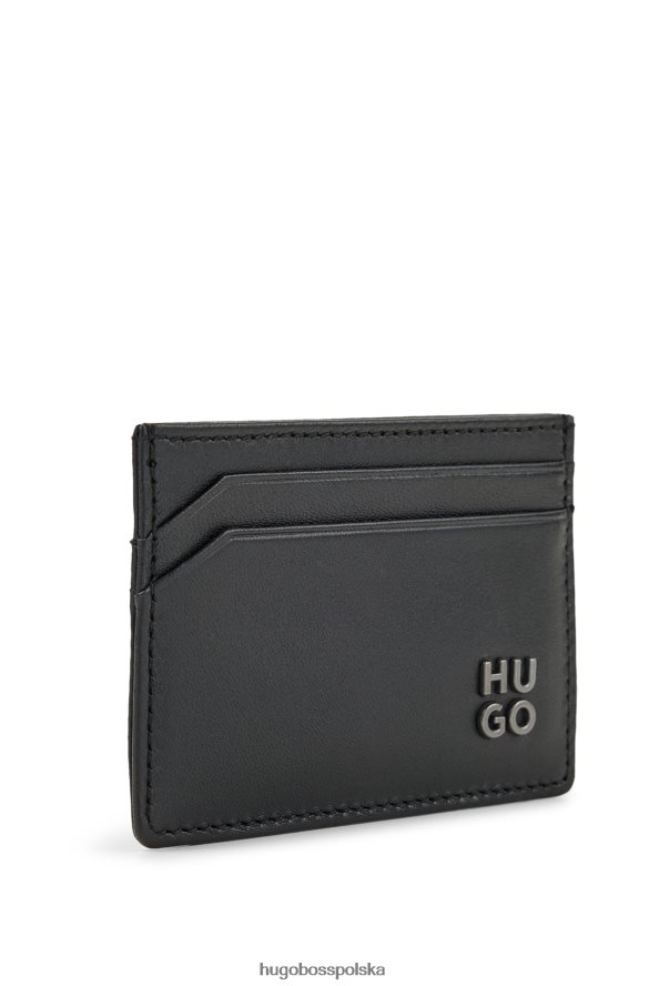 Hugo Boss Etui na karty hugo ze skóry ziarnistej z logo w kolorze czarnym czarny R0X0H65704
