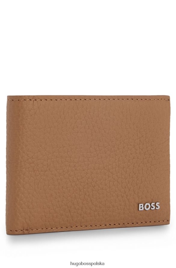 Hugo Boss Portfel hugo ze skóry ziarnistej z polerowanym logo w kolorze beżowym beżowy R0X0H65258