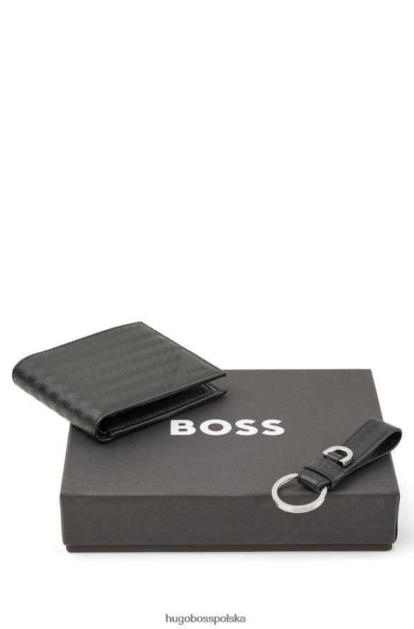 Hugo Boss Portfel i brelok do kluczy w pudełku upominkowym ze skóry emed czarny R0X0H65135