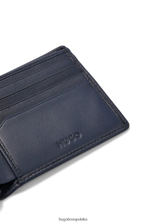 Hugo Boss Skórzany portfel hugo z czerwonym logo i dopasowanymi przegródkami na karty w kolorze ciemnoniebieskim ciemny niebieski R0X0H65594