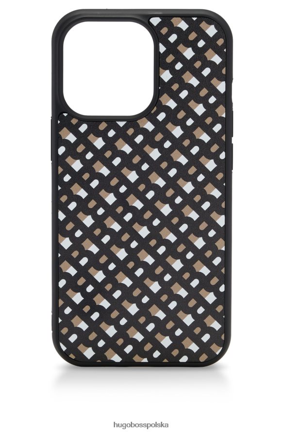 Hugo Boss Wzorzyste, skórzane etui Hugo na iPhone'a 13 Pro z monogramami na całej powierzchni wzorzyste R0X0H65749