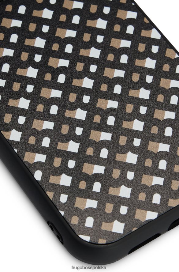 Hugo Boss Wzorzyste, skórzane etui Hugo na iPhone'a 13 Pro z monogramami na całej powierzchni wzorzyste R0X0H65749