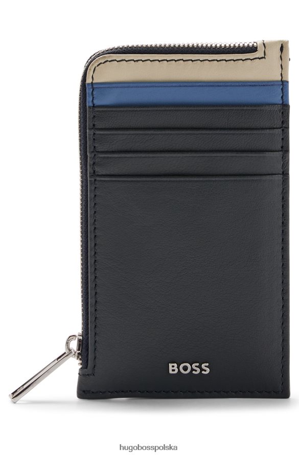 Hugo Boss ciemnoniebieskie wielokolorowe etui na monety Hugo z matowej skóry ciemny niebieski R0X0H65107