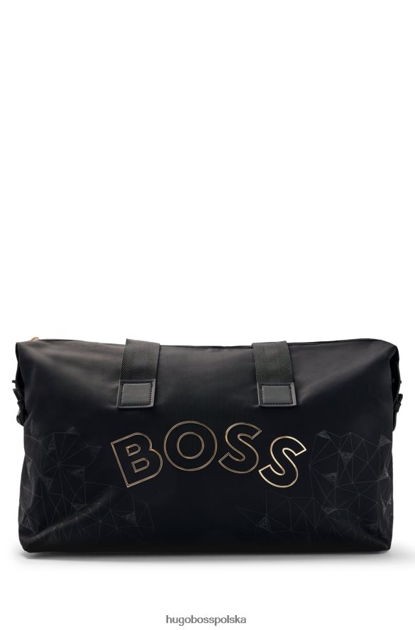 Hugo Boss czarna torba hugo z materiału pochodzącego z recyklingu, z zakrzywionym logo czarny R0X0H65864
