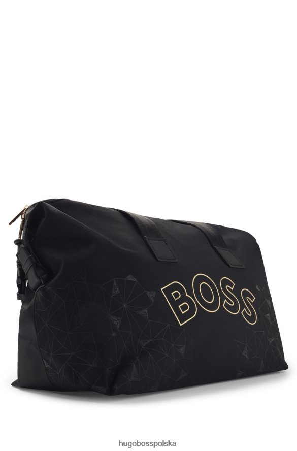 Hugo Boss czarna torba hugo z materiału pochodzącego z recyklingu, z zakrzywionym logo czarny R0X0H65864