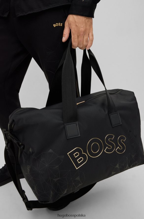 Hugo Boss czarna torba hugo z materiału pochodzącego z recyklingu, z zakrzywionym logo czarny R0X0H65864
