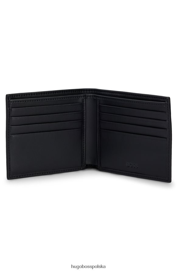 Hugo Boss czarny portfel hugo ze sztucznej skóry z perforowanym charakterystycznym paskiem czarny R0X0H65296