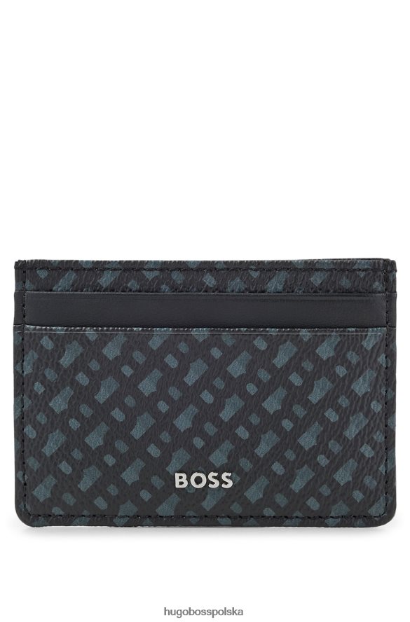 Hugo Boss etui na karty z klipsem na banknoty, wykonane z włoskiego materiału z monogramem hugo w kolorze czarnym czarny R0X0H65853