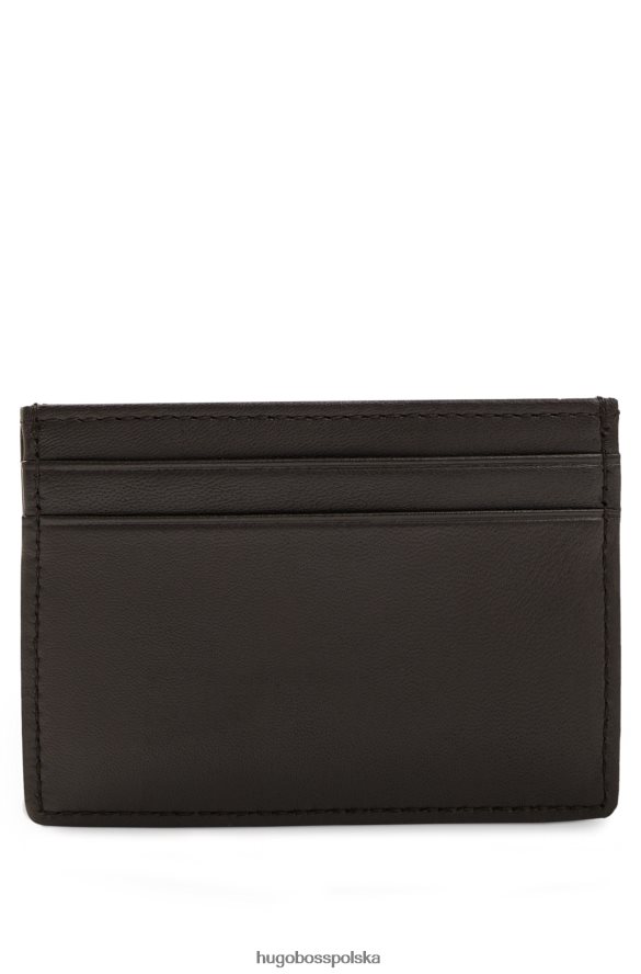 Hugo Boss etui na karty z ziarnistej skóry z logo emed ciemny brąz R0X0H65178