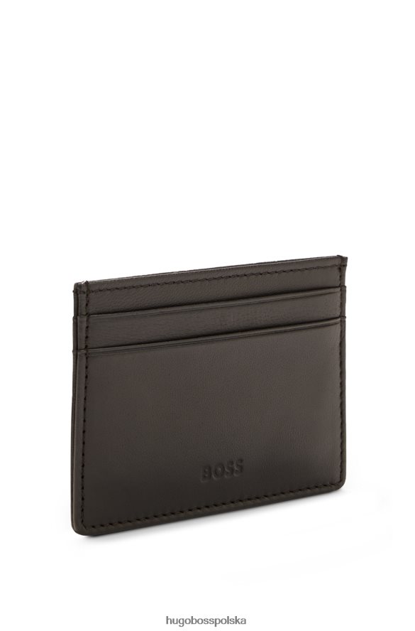 Hugo Boss etui na karty z ziarnistej skóry z logo emed ciemny brąz R0X0H65178