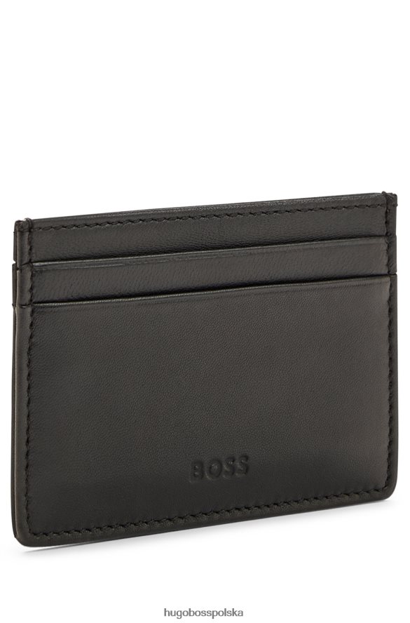 Hugo Boss etui na karty z ziarnistej skóry z logo emed czarny R0X0H65177