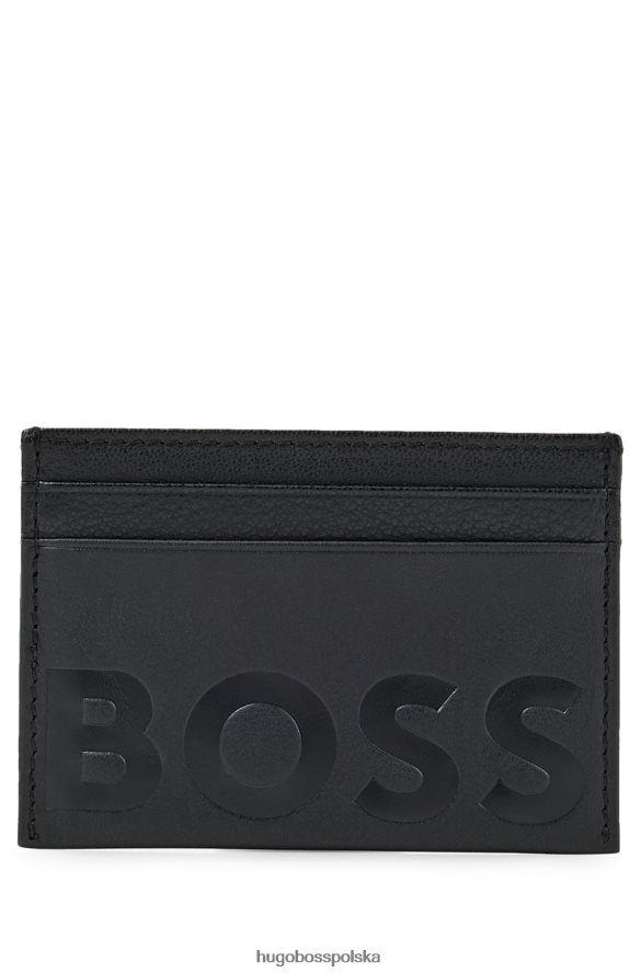 Hugo Boss etui na karty ze skóry ziarnistej z logo emed czarny R0X0H65926
