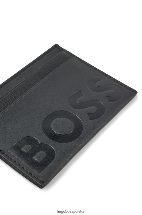 Hugo Boss etui na karty ze skóry ziarnistej z logo emed czarny R0X0H65926