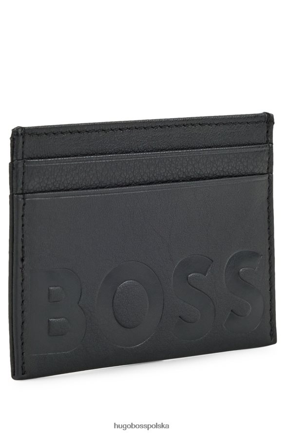 Hugo Boss etui na karty ze skóry ziarnistej z logo emed czarny R0X0H65926
