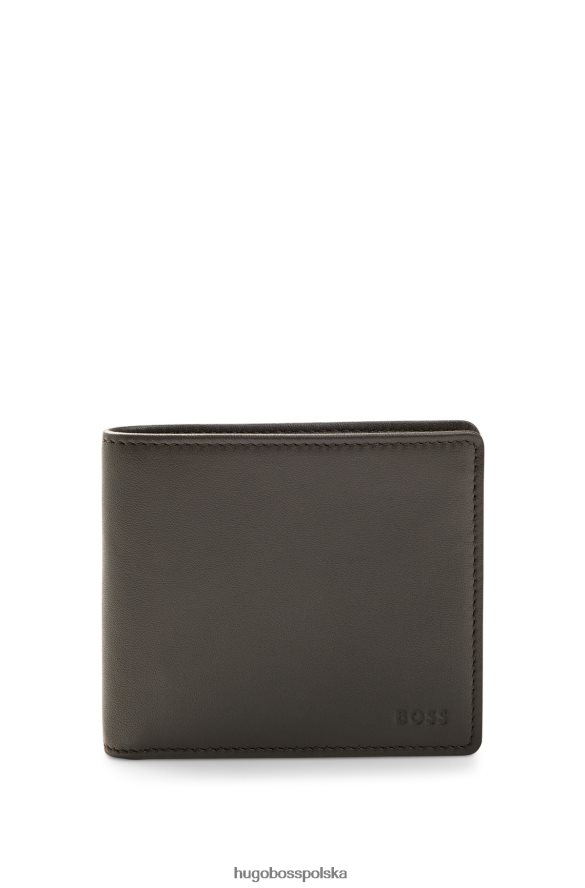 Hugo Boss portfel składany z ziarnistej skóry z logo emed ciemny brąz R0X0H65212