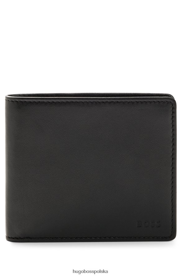 Hugo Boss portfel składany z ziarnistej skóry z logo emed czarny R0X0H65213