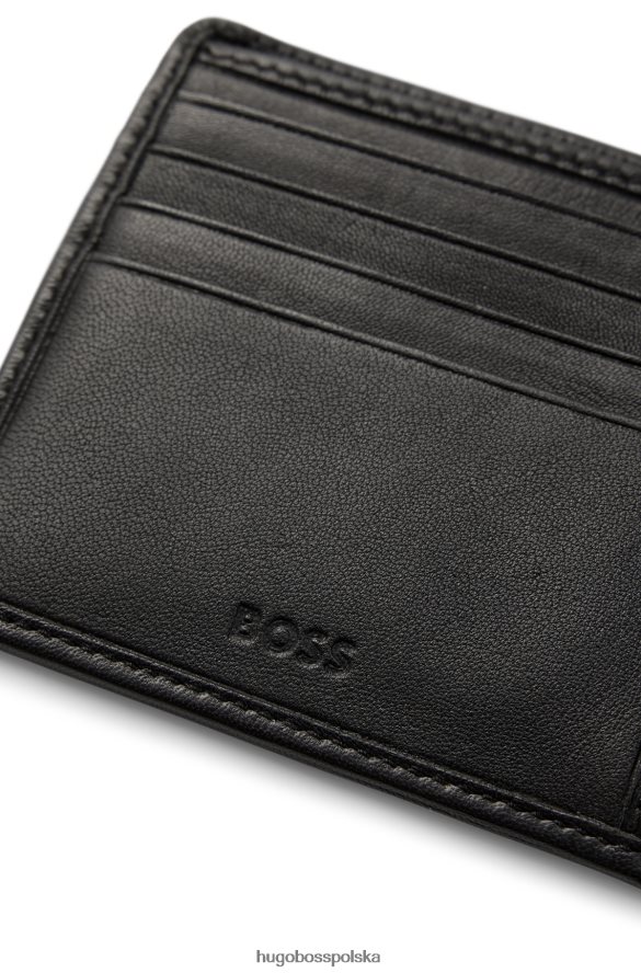 Hugo Boss portfel składany z ziarnistej skóry z logo emed czarny R0X0H65213