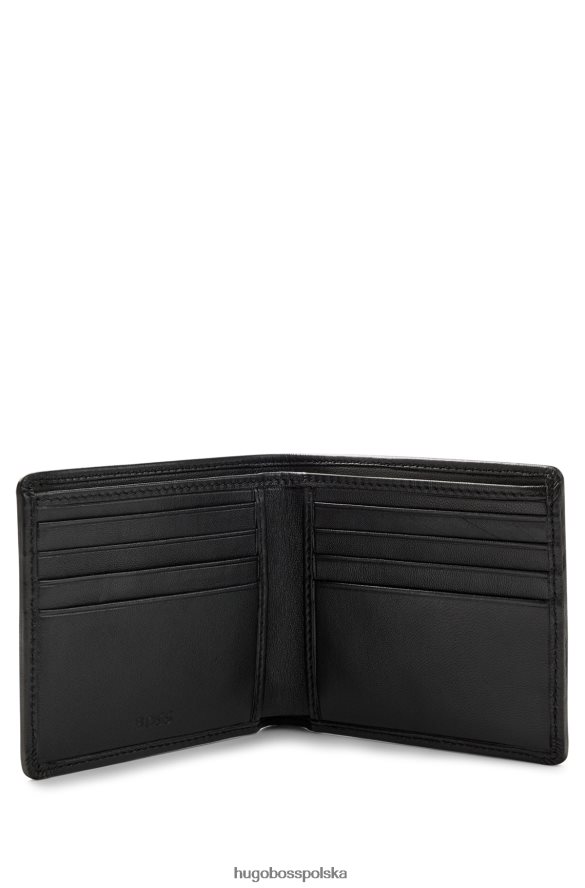 Hugo Boss portfel składany z ziarnistej skóry z logo emed czarny R0X0H65213