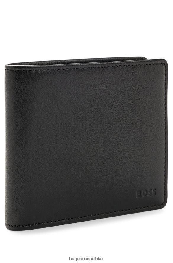 Hugo Boss portfel składany z ziarnistej skóry z logo emed czarny R0X0H65213