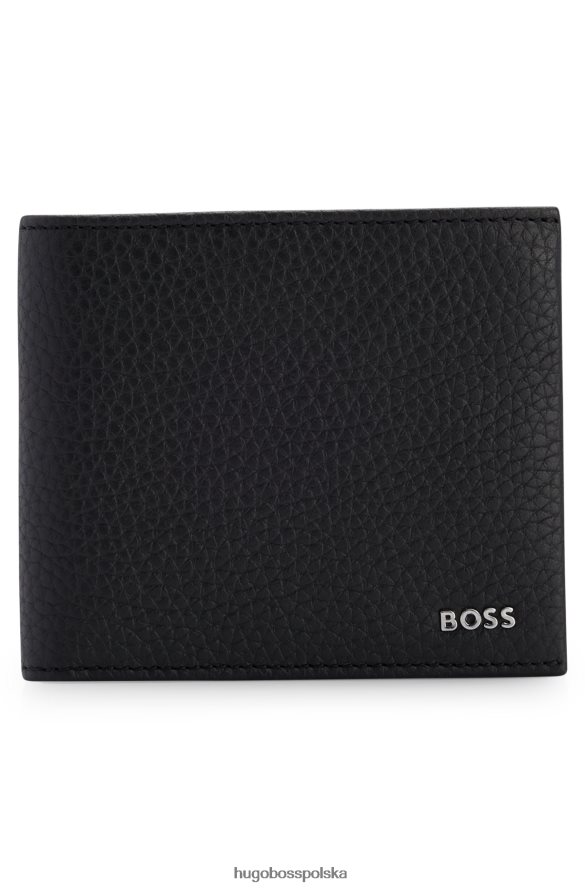 Hugo Boss portfel włosko-skórzany ze srebrnym logo Hugo w kolorze czarnym czarny R0X0H65570