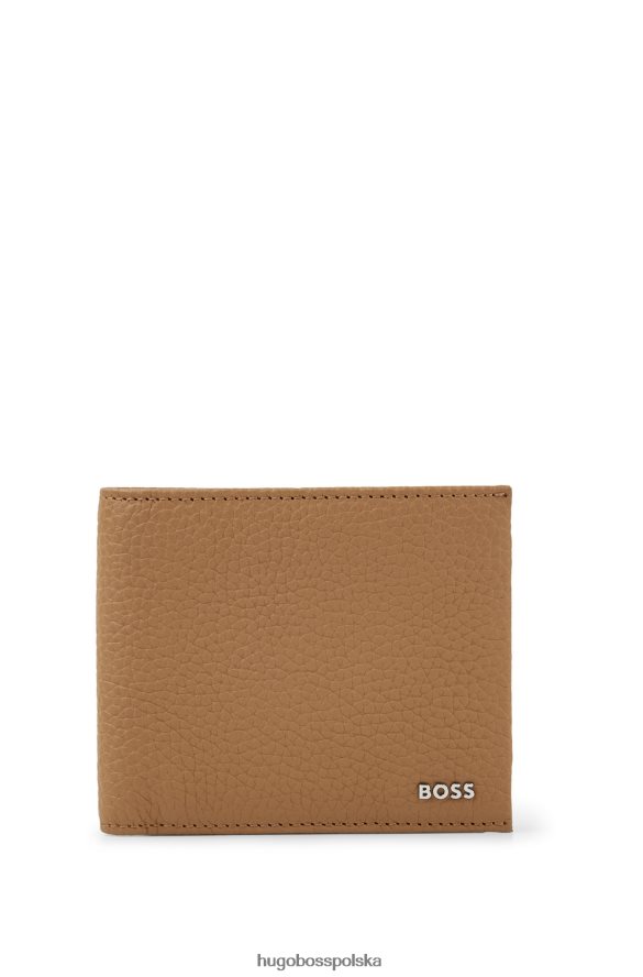 Hugo Boss portfel włosko-skórzany ze srebrnym logo jasnobrązowym hugo jasnobrązowy R0X0H65568