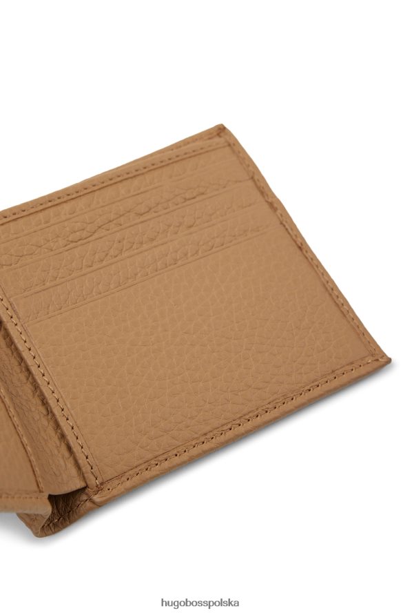 Hugo Boss portfel włosko-skórzany ze srebrnym logo jasnobrązowym hugo jasnobrązowy R0X0H65568