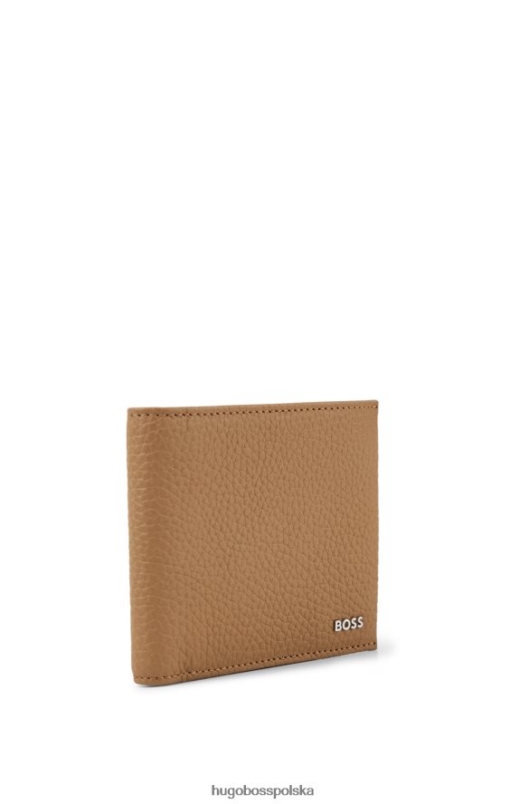 Hugo Boss portfel włosko-skórzany ze srebrnym logo jasnobrązowym hugo jasnobrązowy R0X0H65568
