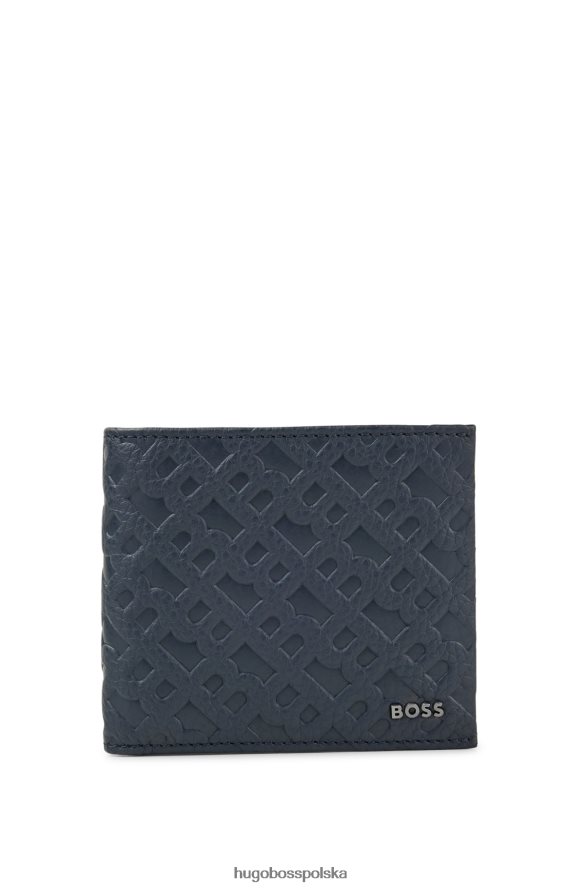 Hugo Boss portfel ze skóry licowej z monogramem eming ciemny niebieski R0X0H65367