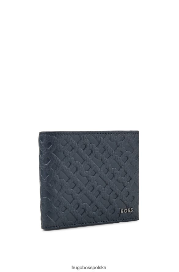 Hugo Boss portfel ze skóry licowej z monogramem eming ciemny niebieski R0X0H65367