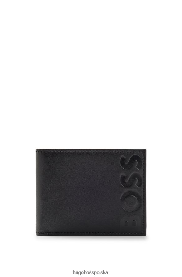 Hugo Boss portfel ze skóry ziarnistej z logo emed i matowym wykończeniem czarny R0X0H65868