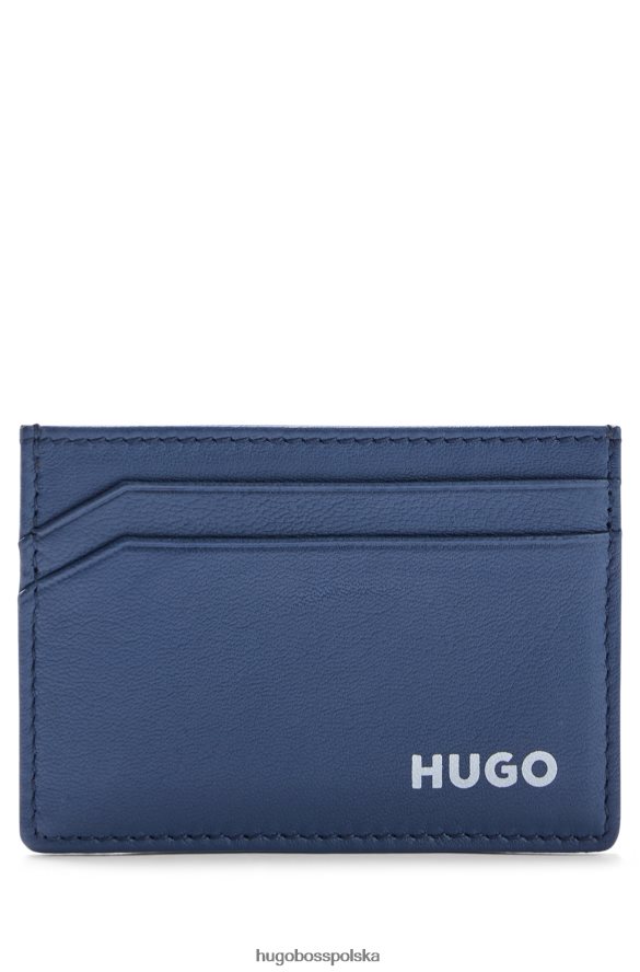 Hugo Boss skórzane etui na karty z logo emed ciemny niebieski R0X0H65083