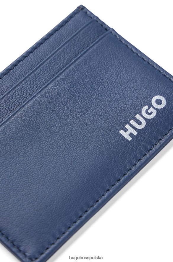 Hugo Boss skórzane etui na karty z logo emed ciemny niebieski R0X0H65083