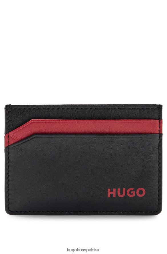 Hugo Boss skórzane etui na karty z logo emed czarny R0X0H65085
