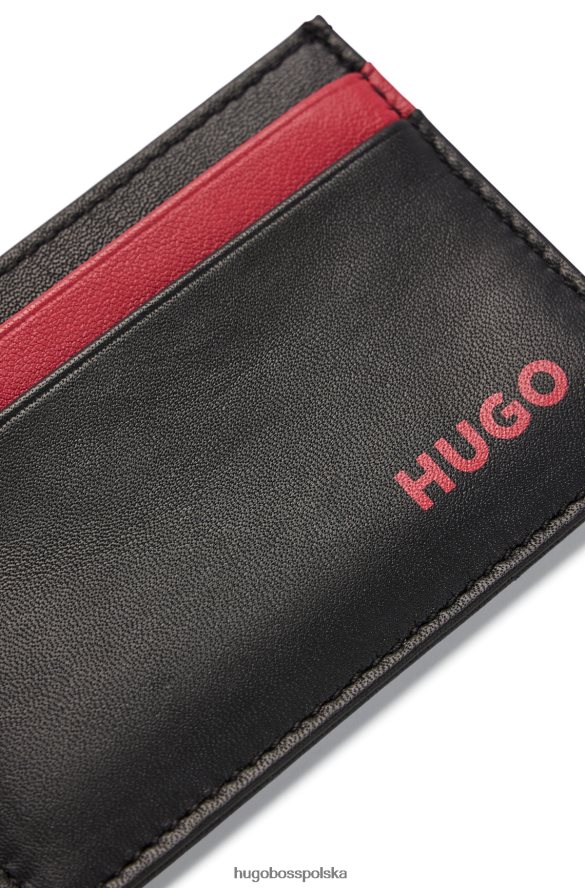 Hugo Boss skórzane etui na karty z logo emed czarny R0X0H65085