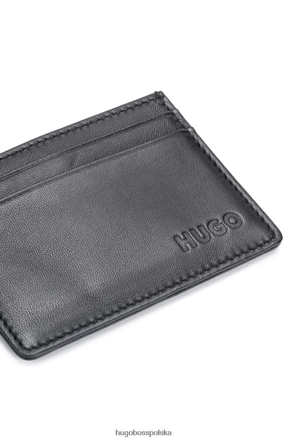 Hugo Boss skórzane etui na karty z logo emed czarny R0X0H65086