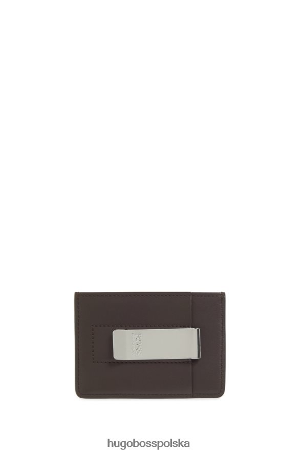 Hugo Boss skórzany klips na banknoty 50397487 czarny czarny brązowy R0X0H6629