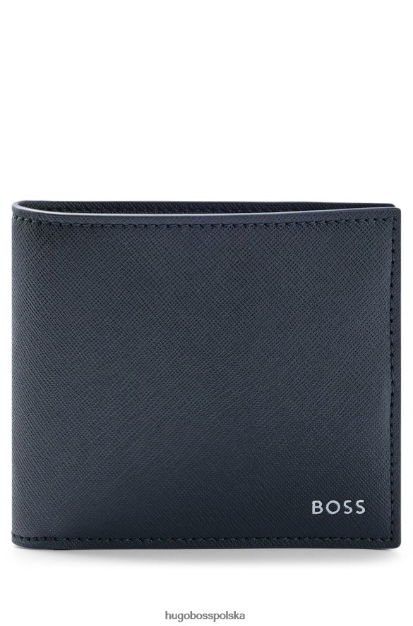 Hugo Boss strukturalny portfel składany z logo i kieszonką na monety hugo w kolorze czarnym czarny R0X0H65316