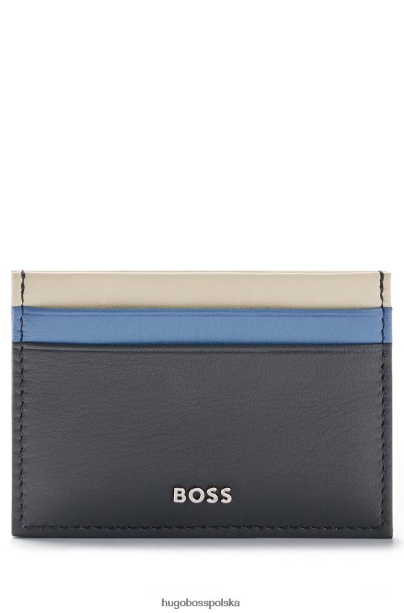 Hugo Boss wielokolorowe etui na karty z matowej skóry hugo w kolorze ciemnoniebieskim ciemny niebieski R0X0H65707