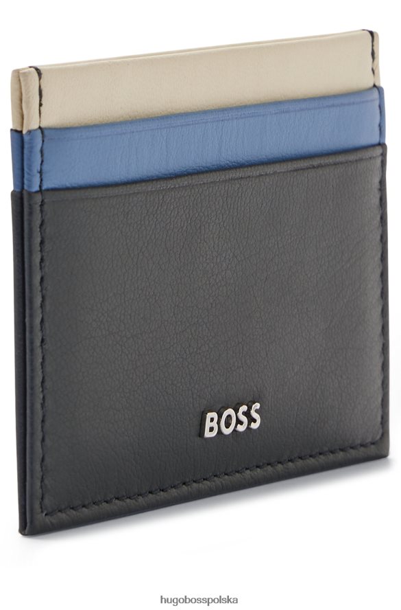 Hugo Boss wielokolorowe etui na karty z matowej skóry hugo w kolorze ciemnoniebieskim ciemny niebieski R0X0H65707