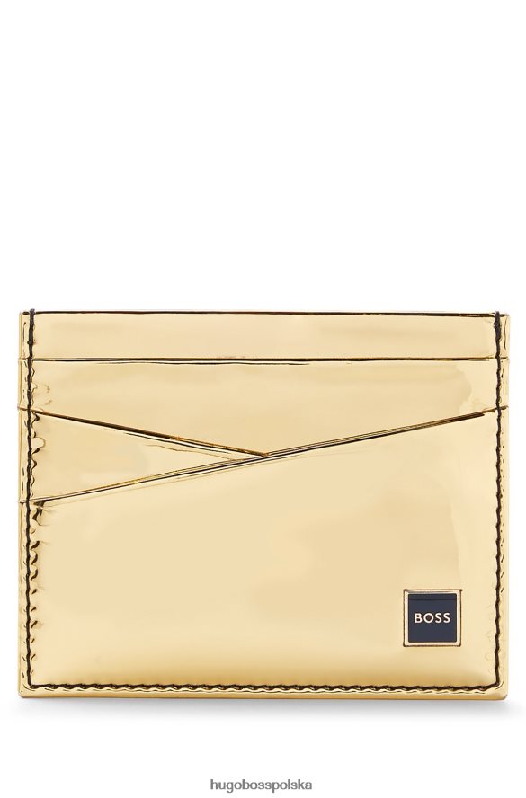 Hugo Boss złote etui na karty z metalicznym efektem i logo hugo złoto R0X0H65906
