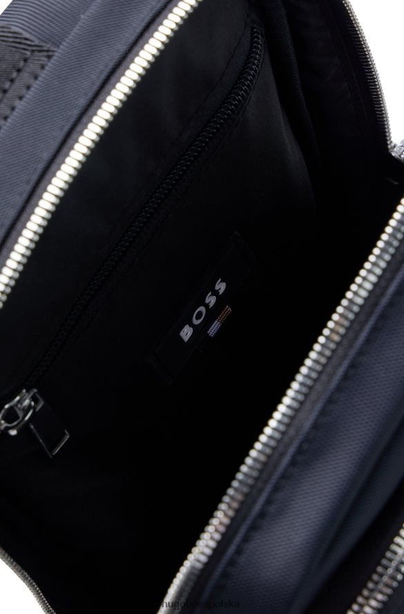 Hugo Boss Czarny plecak hugo z jednym paskiem i detalami z logo czarny R0X0H65449
