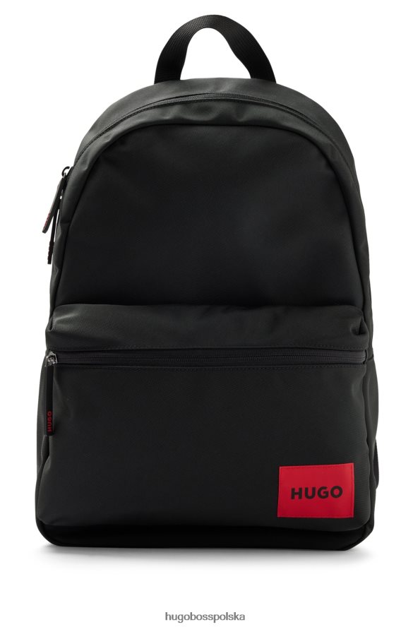 Hugo Boss Czarny plecak hugo z nylonu pochodzącego z recyklingu z czerwoną metką z logo czarny R0X0H65626