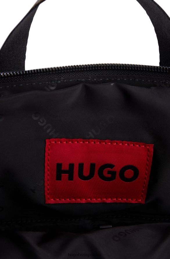 Hugo Boss Czarny plecak hugo z powlekanej tkaniny z naszywką z logo i zapięciem na zamek czarny R0X0H65855
