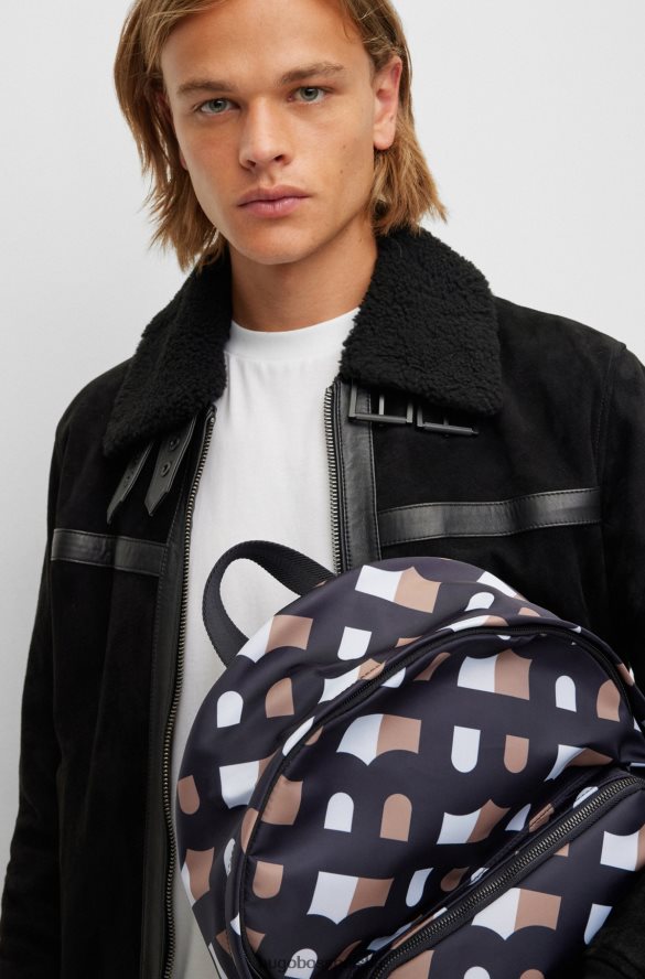 Hugo Boss Plecak hugo z nadrukiem monogramu, wykonany z materiału pochodzącego z recyklingu, z regulowanymi ramiączkami we wzorzyste wzory wzorzyste R0X0H65204