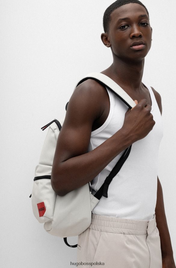 Hugo Boss Plecak hugo z nylonu pochodzącego z recyklingu z białą etykietą z czerwonym logo biały R0X0H65627