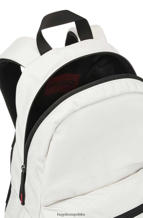 Hugo Boss Plecak hugo z nylonu pochodzącego z recyklingu z białą etykietą z czerwonym logo biały R0X0H65627