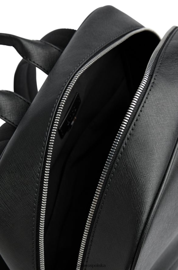 Hugo Boss Plecak hugo ze skóry strukturalnej ze srebrnym logo w kolorze czarnym czarny R0X0H65378